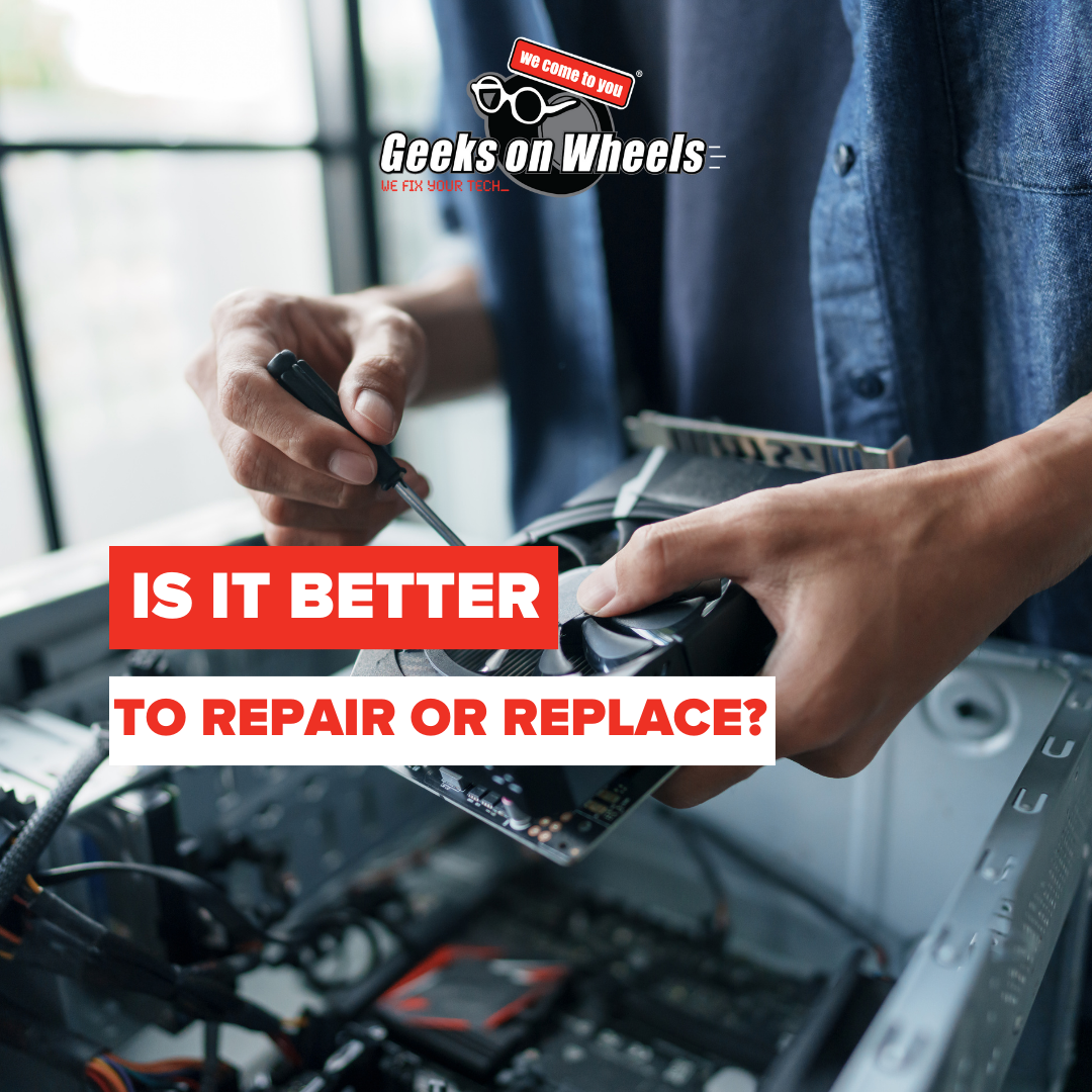 Technician fixing computer