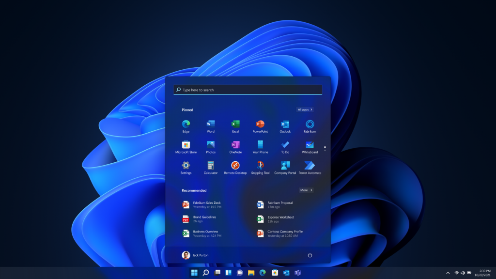 Windows 11 desktop home page