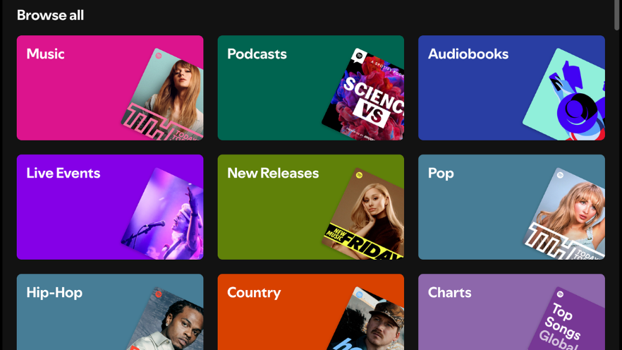 Spotify's Browsing Menu