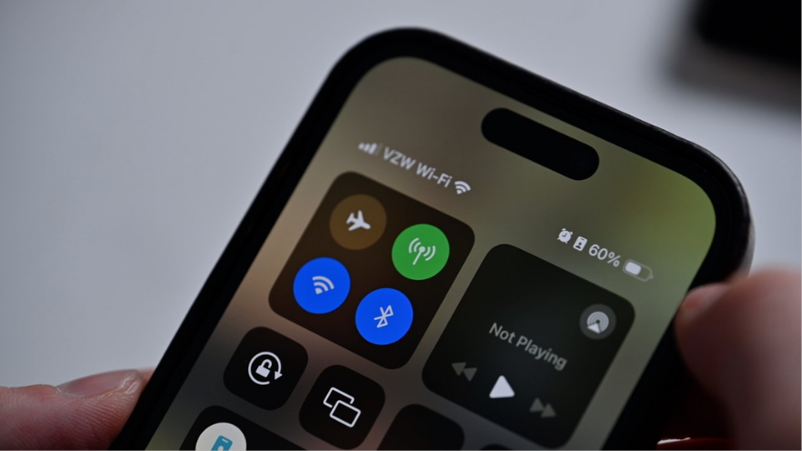 Control Centre on an iPhone