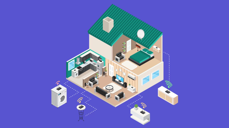 House with different areas for a router located