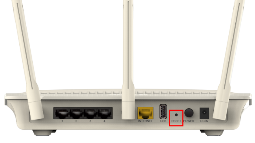 Reset button on router highlighted